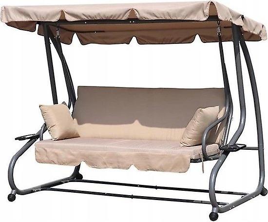Swing bench - garden swing - with folding backrest - beige