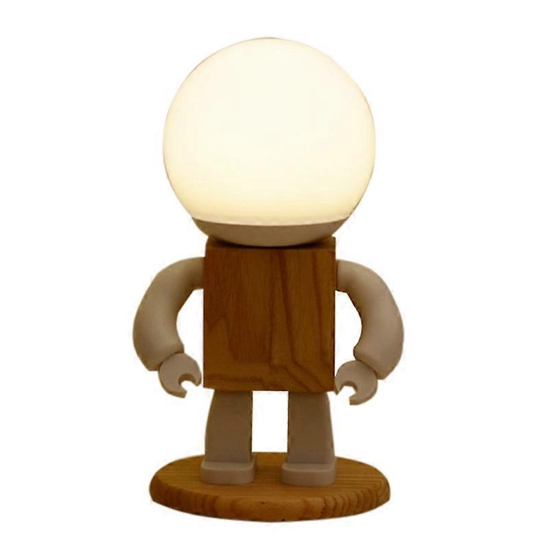 Holzroboter Tischlampe