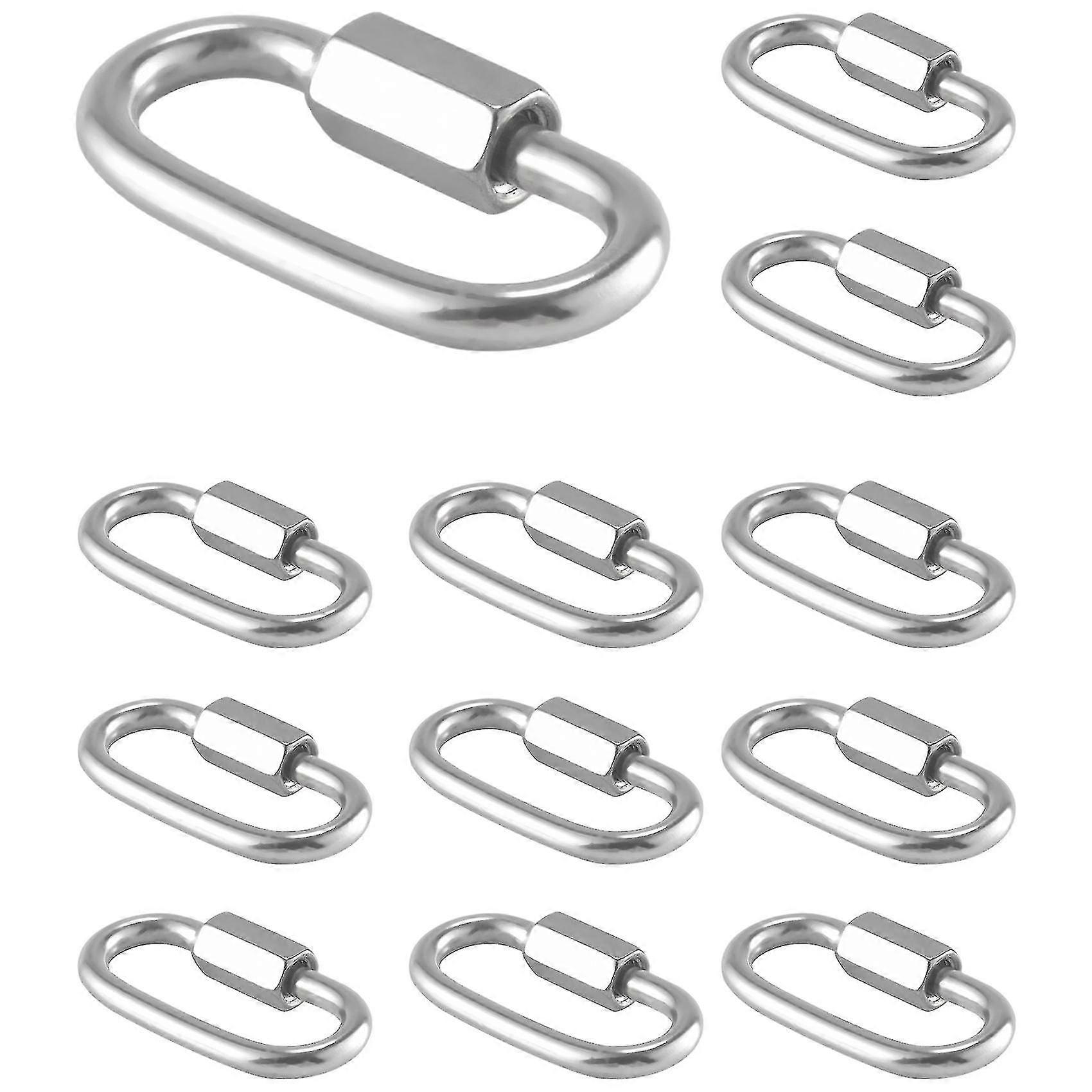12 Pcs Quick Link 4mm Stainless Steel Chain Connector,heavy Duty D Shape Locking Looks For Carabine