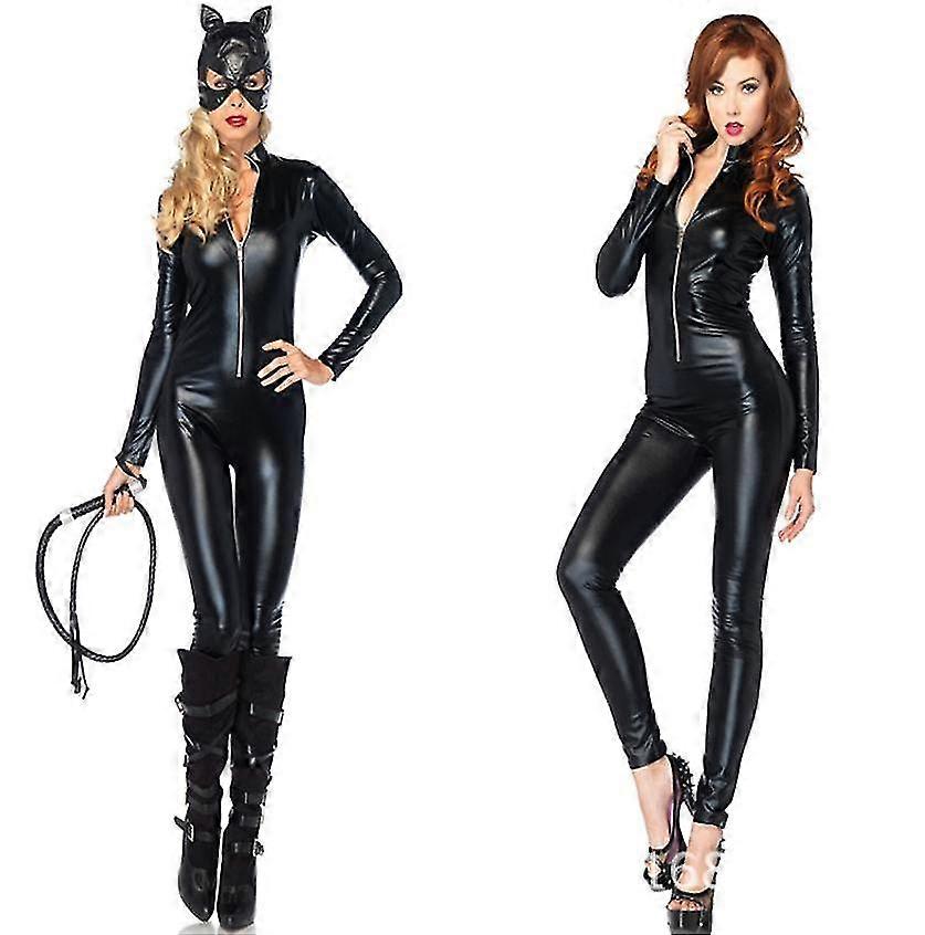 Kvinder Kattedragt Dragt Lynlås Jumpsuit