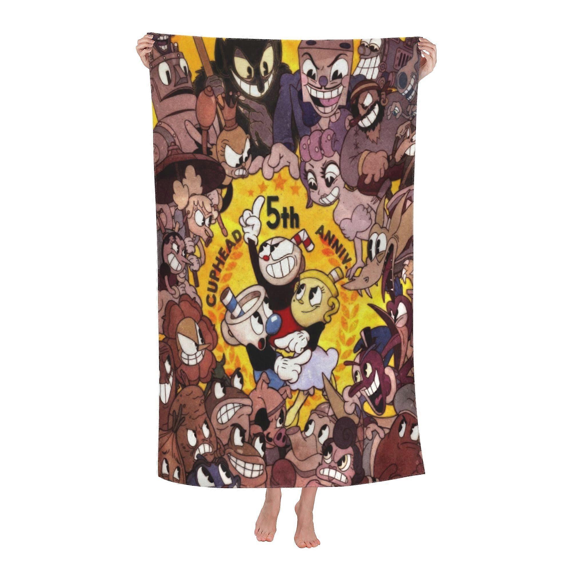 k243 Cuphead Beach Towel, Large Microfiber Bath Towel mtdw243