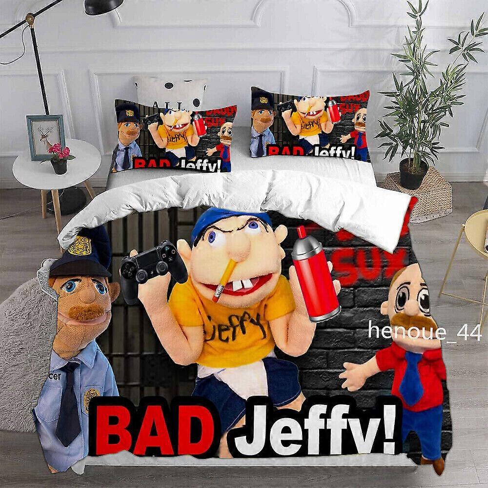 v5816 Prześcieradła Jeffy Puppet Adventures World / Poszwa na kołdrę / -s<wbr / >ided Poszewka na poduszkę / Łóżko<wbr/>ding Zestaw prześcieradeł IU5816