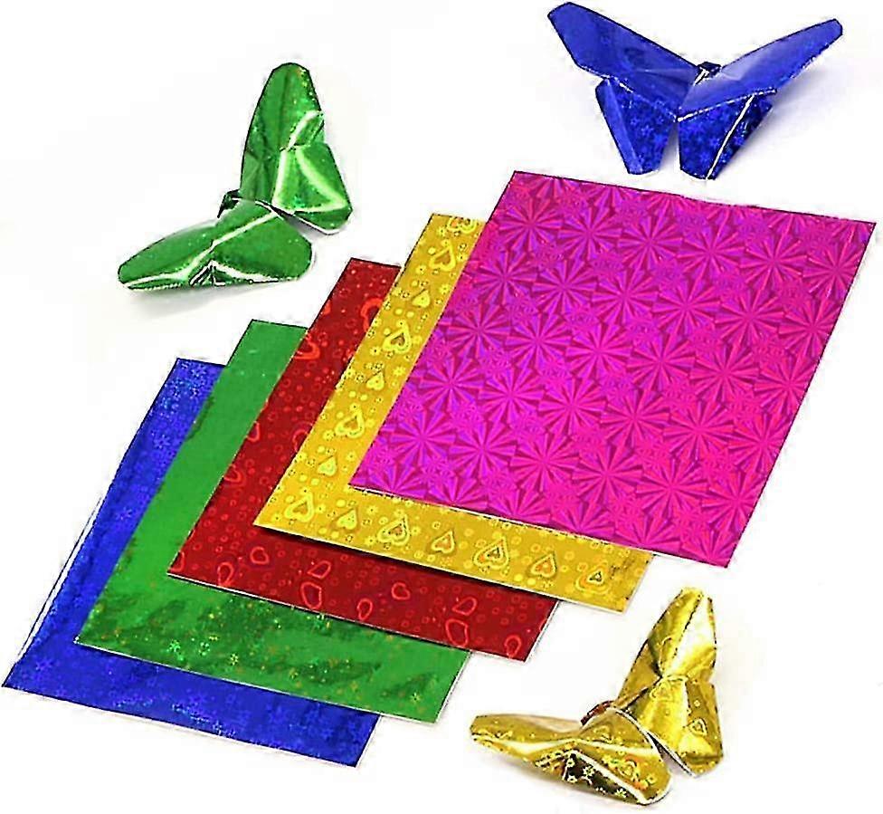 100 Sheets Iridescent Glitter Origami Paper for DIY Crafts