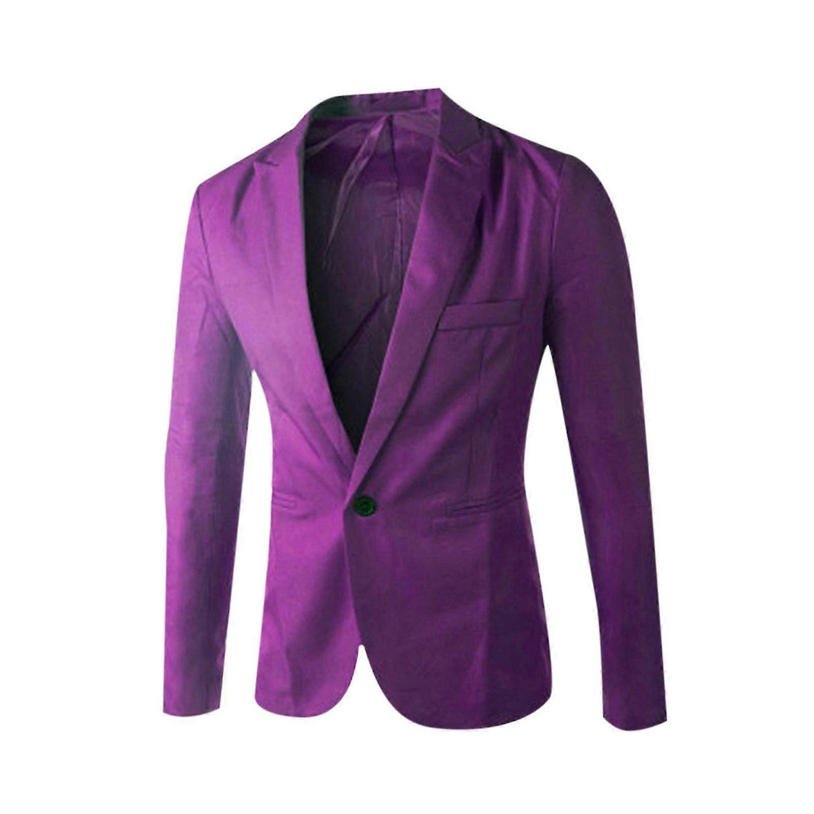 Men's Single Button Solid Color Casual Business Suit Top