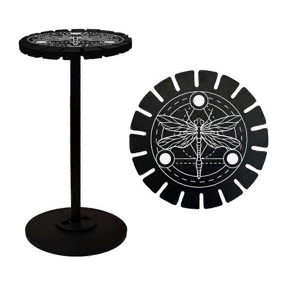 Wooden Wheel Wooden Display Shelf Black Holder Stand Rustic Divination Pendulum Storage Rack Witch Stuff Dragonfly Pattern Wheel: 120x8mm 2pcs Studdle