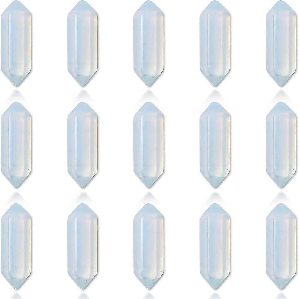 Faceted Bullet Opalite Double Terminated Pointed Beads for Wire Wrapped Pendants Making No Hole/Undrilled 30x9x9mm 15pcs/box
