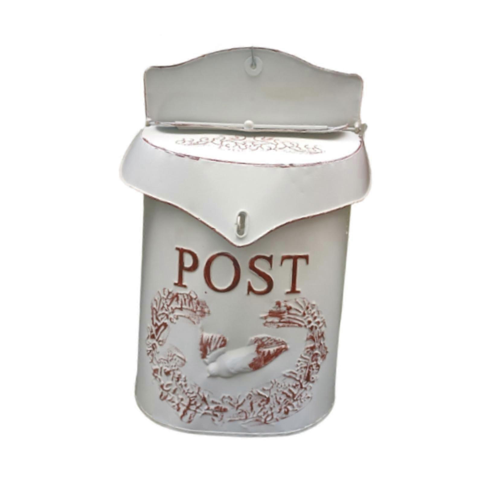 رث شيك صندوق بريد السكنية رسالة مربع الماسك الحديد الحديد شنت على الحائط صندوق بريد البيج