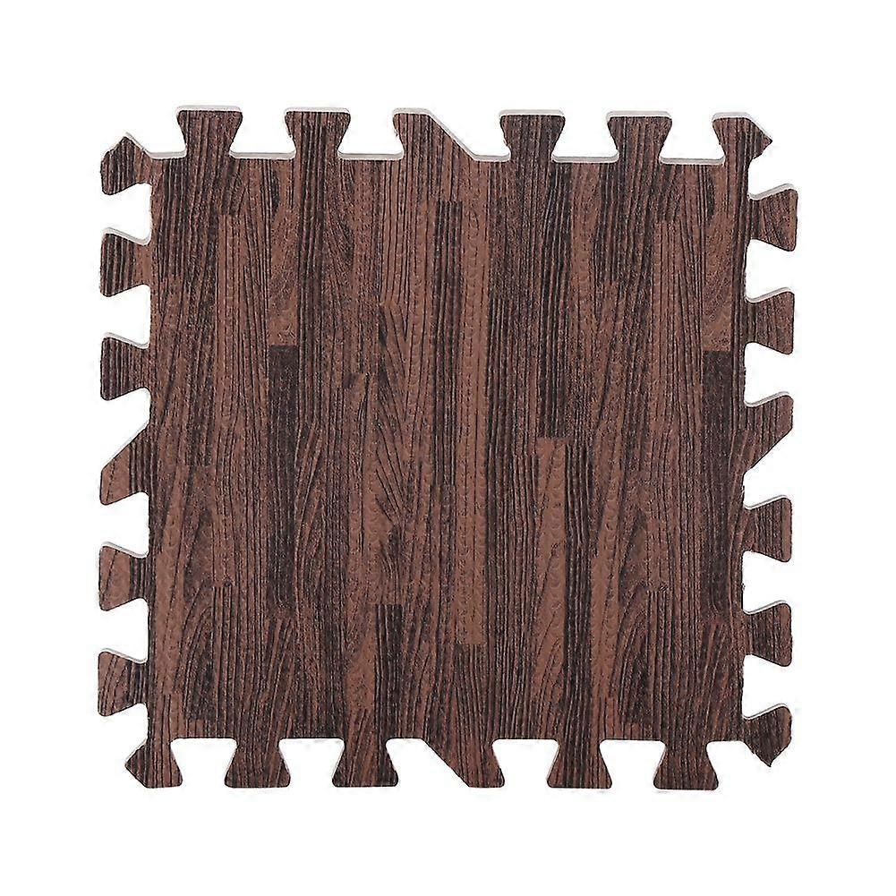 9pcs Imitation Wood Soft Foam Exercise Floor Mats Gym Garage Home Deep Wood Grain