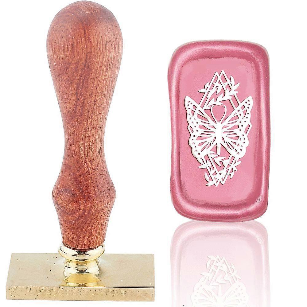 1pc Wax Seal Stamp Set Sealing Wax Stamp Solid Brass Head  Wood Handle Retro Brass Stamp Kit Removable for Envelopes Invitations Gift Card Rectangle B