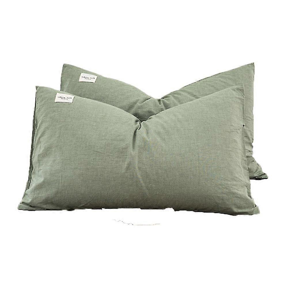2pcs Simple Style Washed Cotton Pillowcase-solid Color Pillowcase