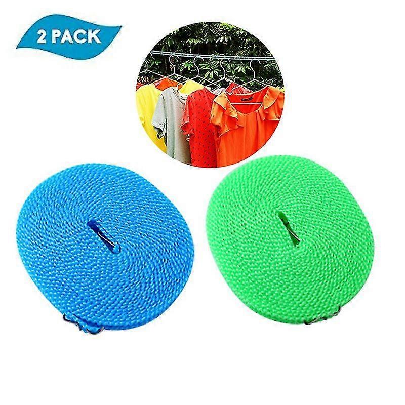 2 Pack Extendable Clothesline Clothes Drying Rope Portable Travel Umbrella Reel Adjustable For Indoor