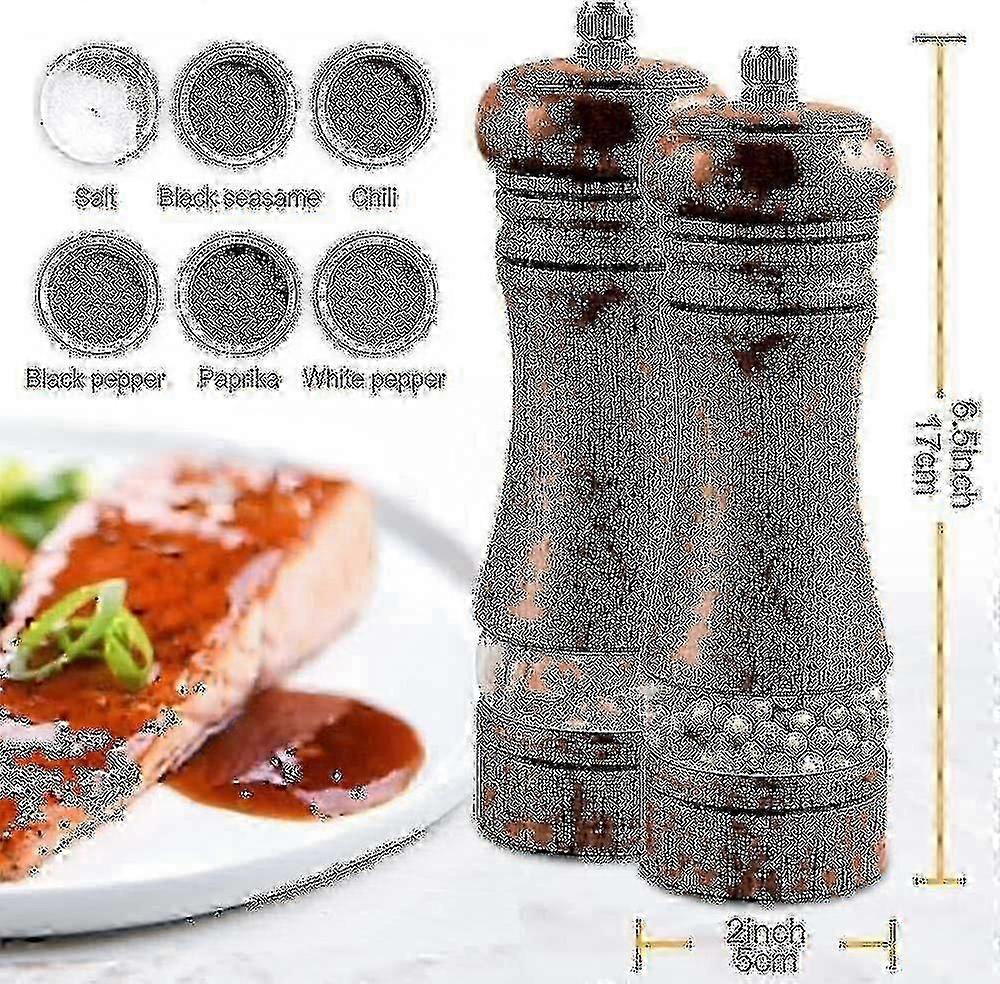 2 puisen suola- ja pippurimyllyn sarja, säädettävä