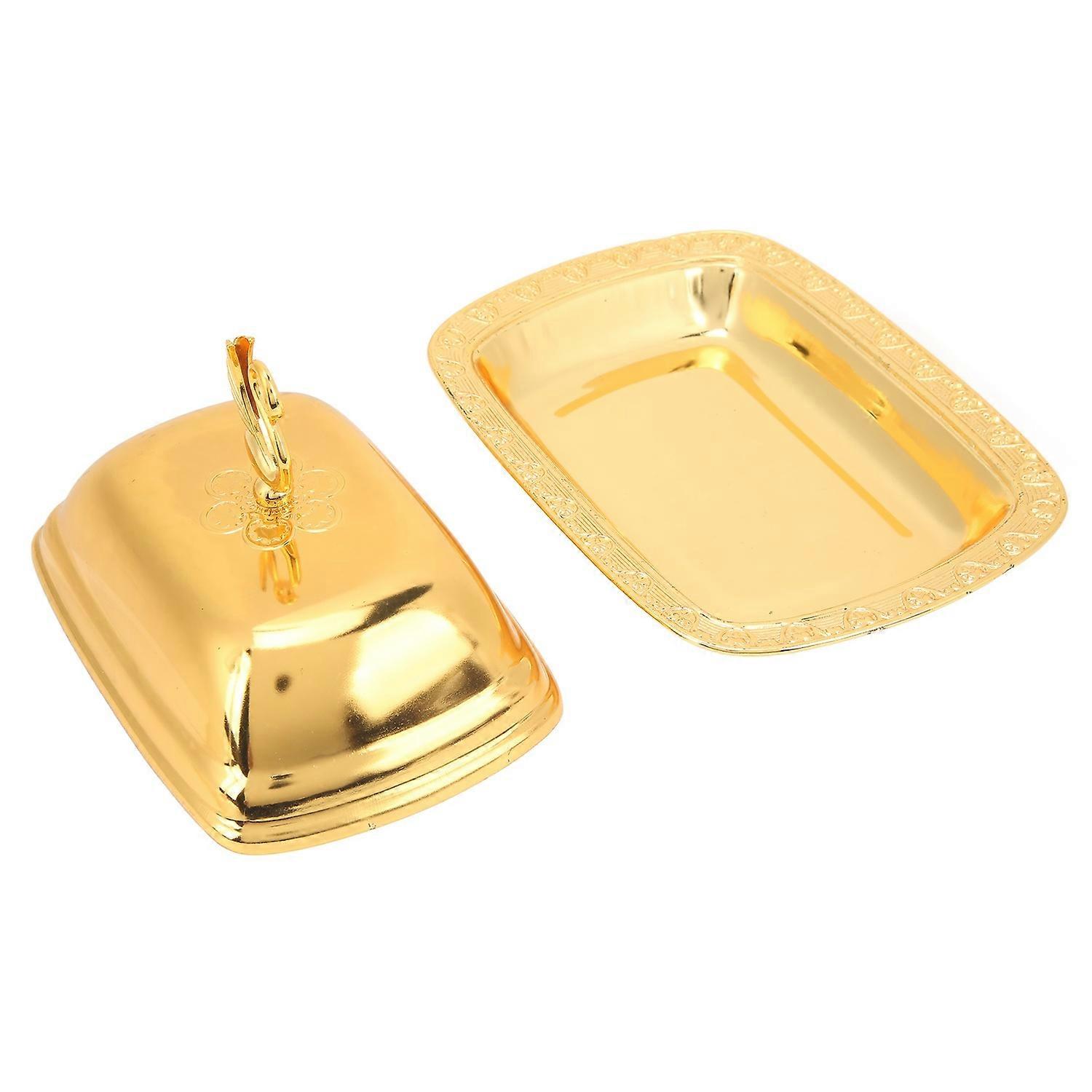 Gold Fruit Tray Elegant Rustproof European Fruit Dish with Lid for Kitchen Tables Desks Lounges Buff