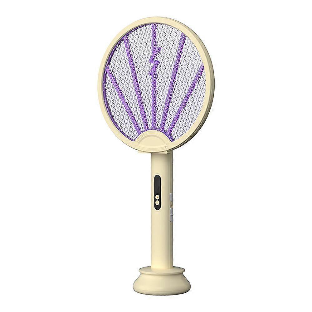 Electric Fly Swatter Racket, 2~in~1 Intelligent Bug Zapper with USB Rechargeable Base, Foldable Bug Zapper Racket with 5~layer Safety Mesh for RV, Hom