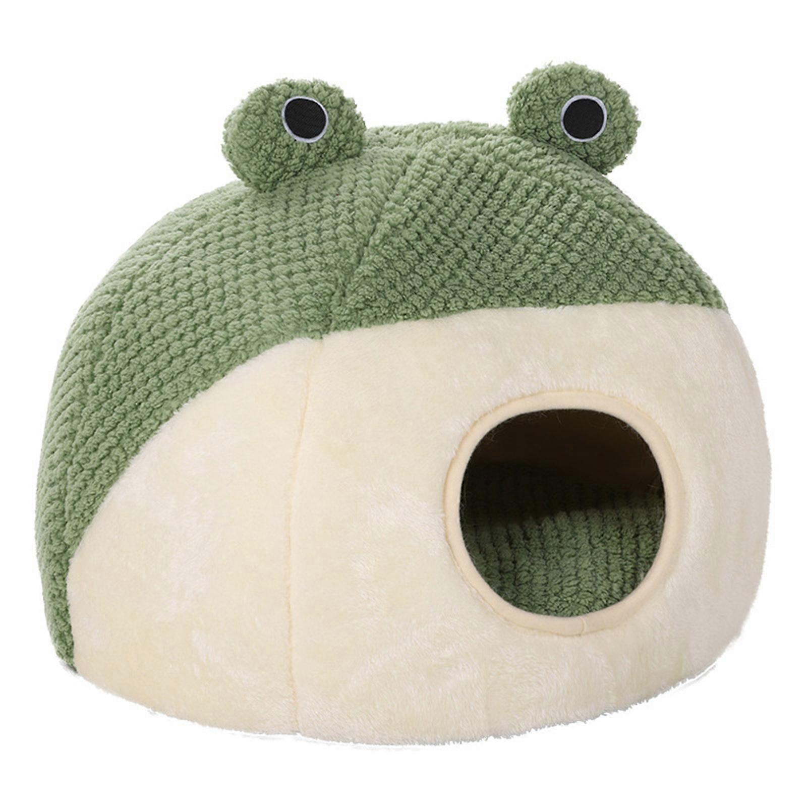 Deep Sleeping Warm in Winter Cat Bed Little Mat Basket Small Dog House Windproof Puppy Nest with Cartoon Frog Designed