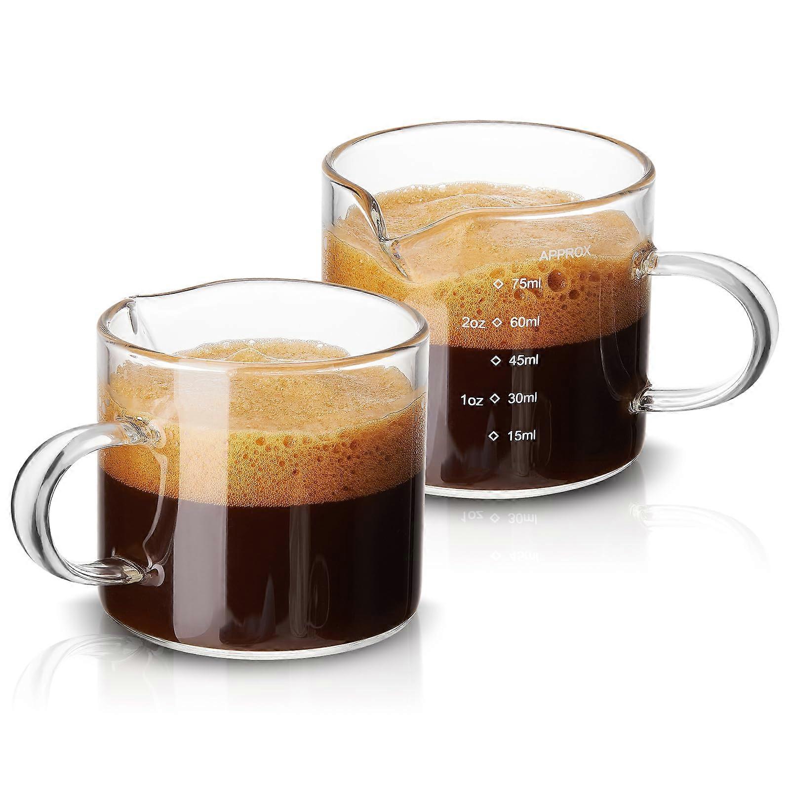 2 pcs clear espresso cups for 75 ml