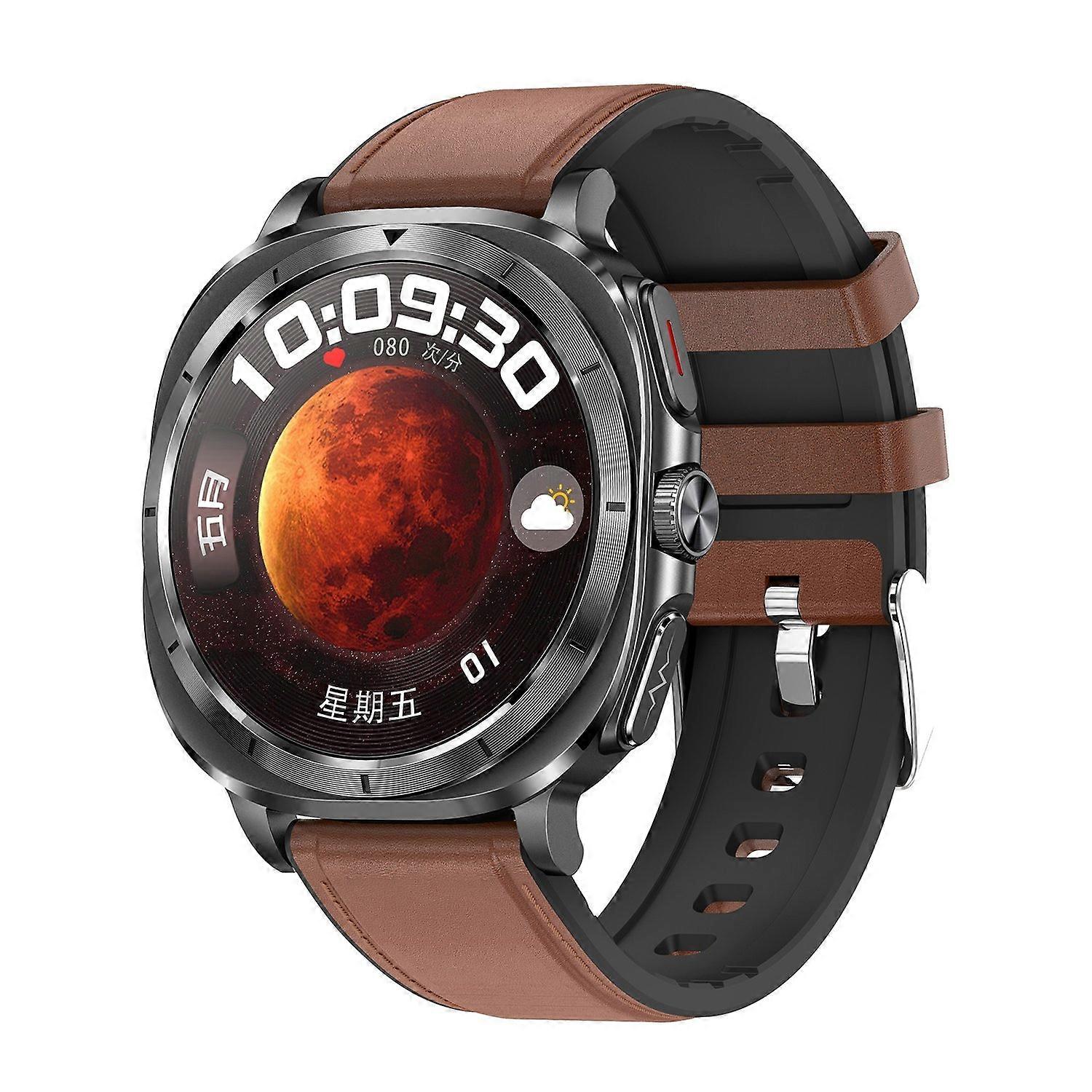 ET492 Tela AMOLED de 1,43 polegadas com pulseira de couro relógio inteligente