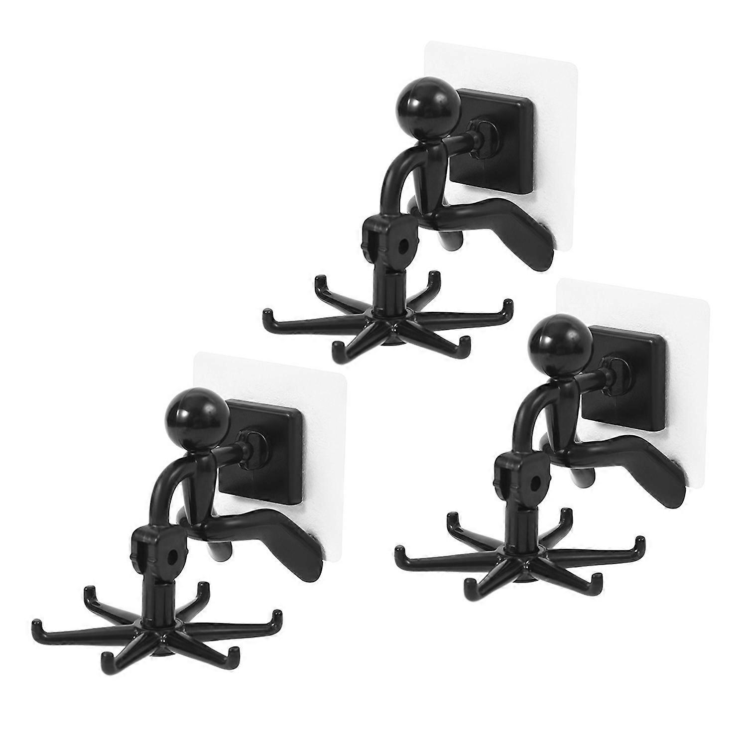 3Pcs Wall-Mounted 360-Degrees Rotating Storage Hooks Strong Load-bearing Vertical Hanging