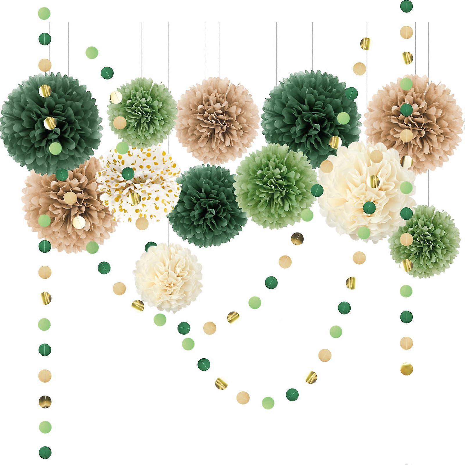15 PCS Tissue Pom Poms & Dots Garland for Party Decoration