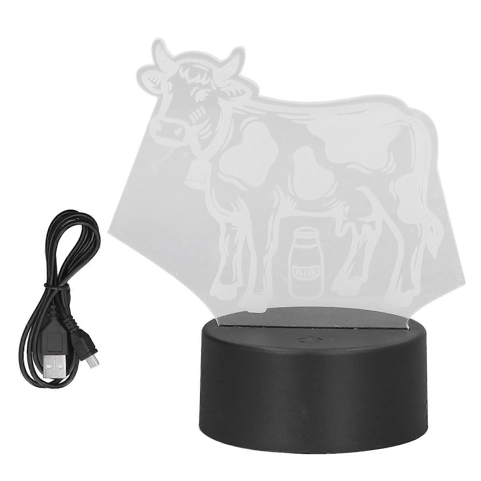 3D Table Light Dairy Cattle 7 Color LED Night Light Acrylic Touch Switch USB Powe 3D Decorative Lamp