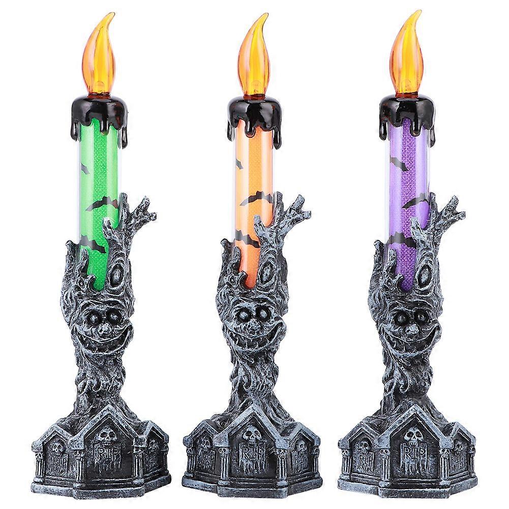 3Pcs Flameless Simulation Candle Light Set for Home Bar Halloween Party Decoration, Battery Operated, Realistic Style