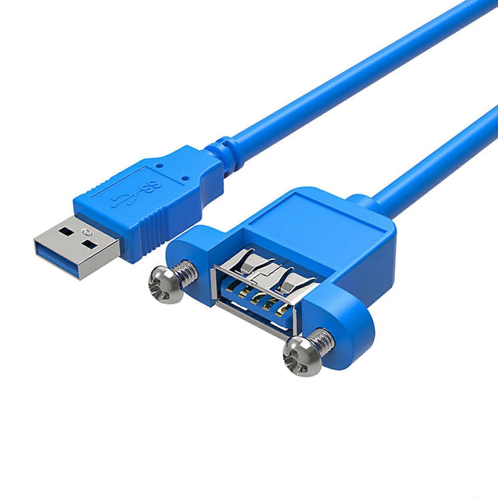 USB3.0 Male to Female Extension Cable with Mounting Ear Screw Lock 5Gbps Data Transfer for Computer Devices