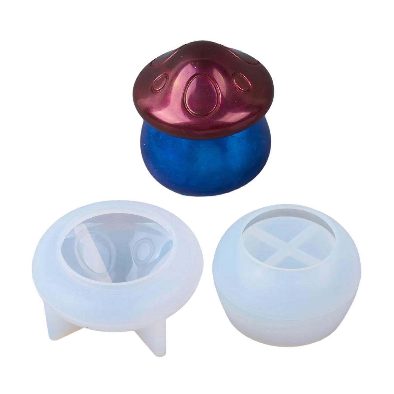 Mushroom House Resin Jar Silicone Molds with Lid Epoxy Resin Silicone Mold for Candle Holder Storage Jar Home Decoration