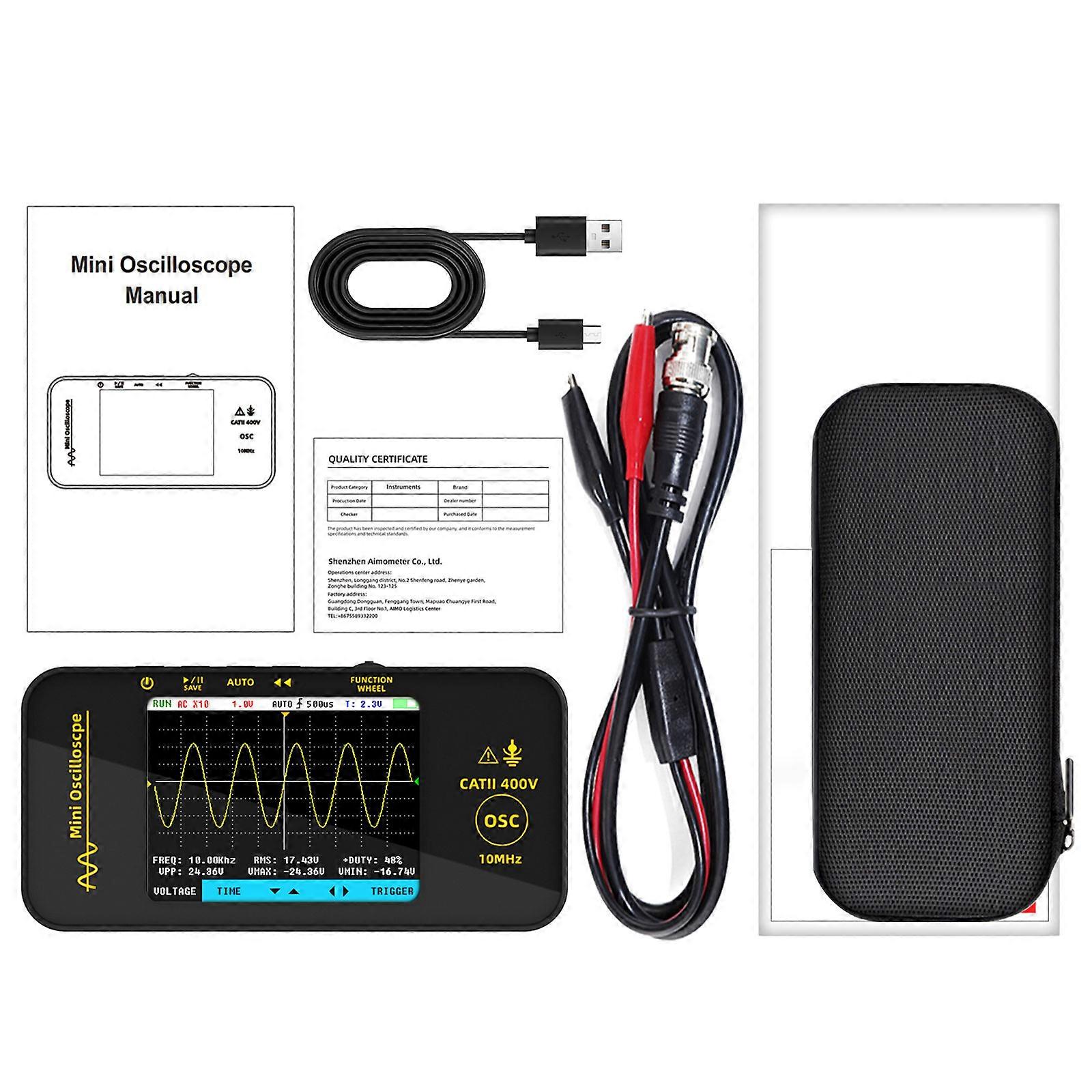 Easy Carry 3.2 in LCD Digital Oscilloscope 10MHz Bandwidth with Auto Activate Function for Hobbyists & Technicians