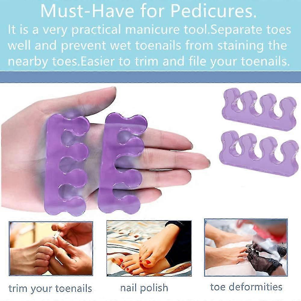 Toe Separators Pedicure, Toe Spacers For Nail Polish,  Repeatable Washable Toe Separators 2 Pairs