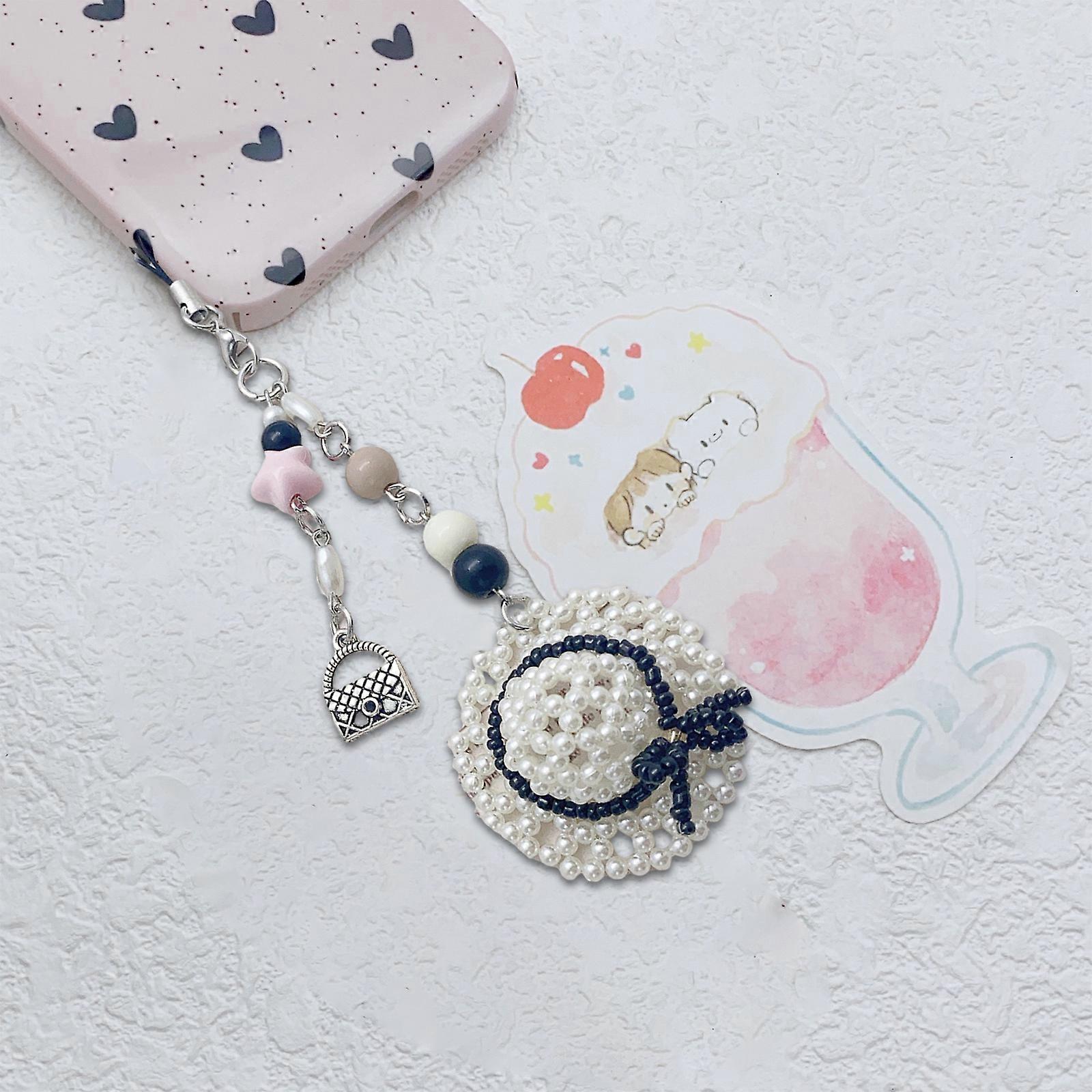 Mehrzweckperlen Hut Schlüsselanhänger Elegantes perlenbesetztes Charm Modeaccessoire für Damentaschen und Autoschlüssel Organizer