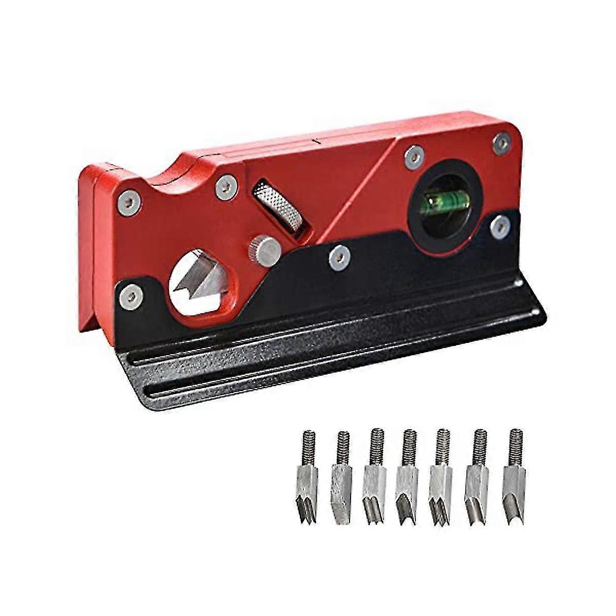 Chamfer Plane For Wood - Edge Corner Flattening Tool With Auxiliary Locator, Woodworking Hand Planer, Red