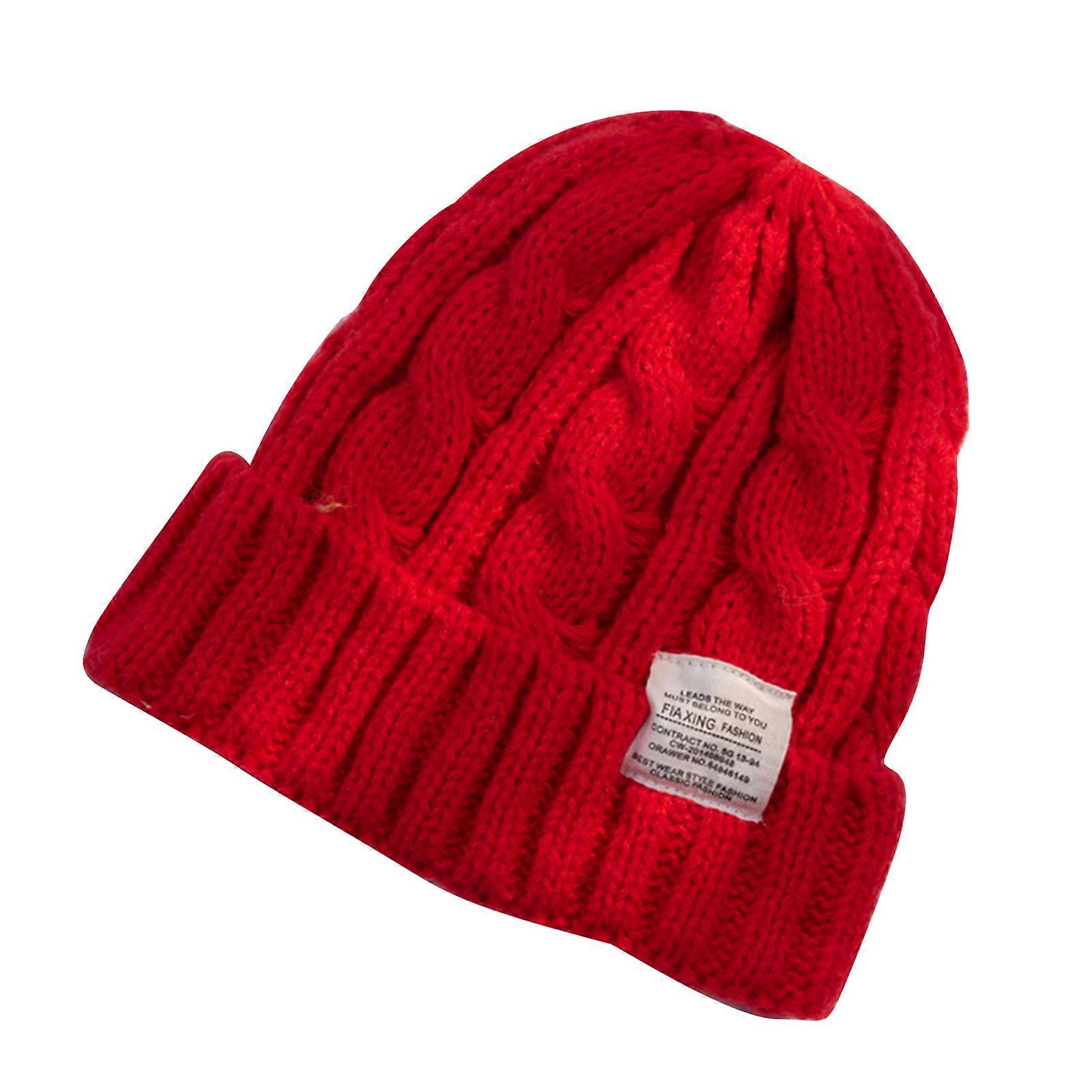 Elastic Windproof Winter Hat with Patch Decor Multi Color Hats for Women Keep Ear Warm Thicken Cold Weather Supplies big red