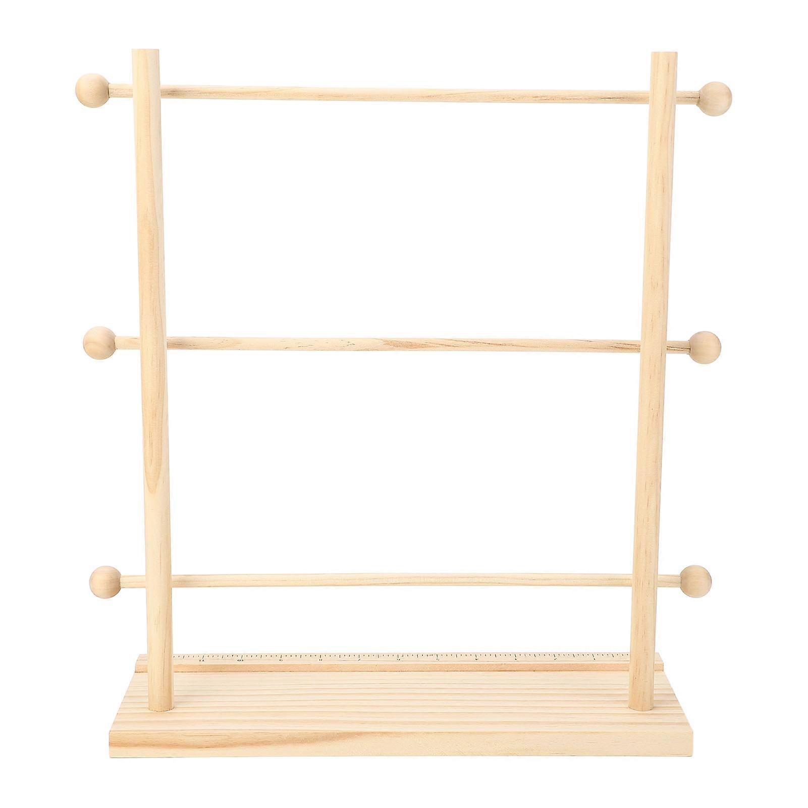 Ribbon Storage Rack Multi Layers Foldable Solid Wood Ribbon Holder Organizer Rack for Crochet Hook 