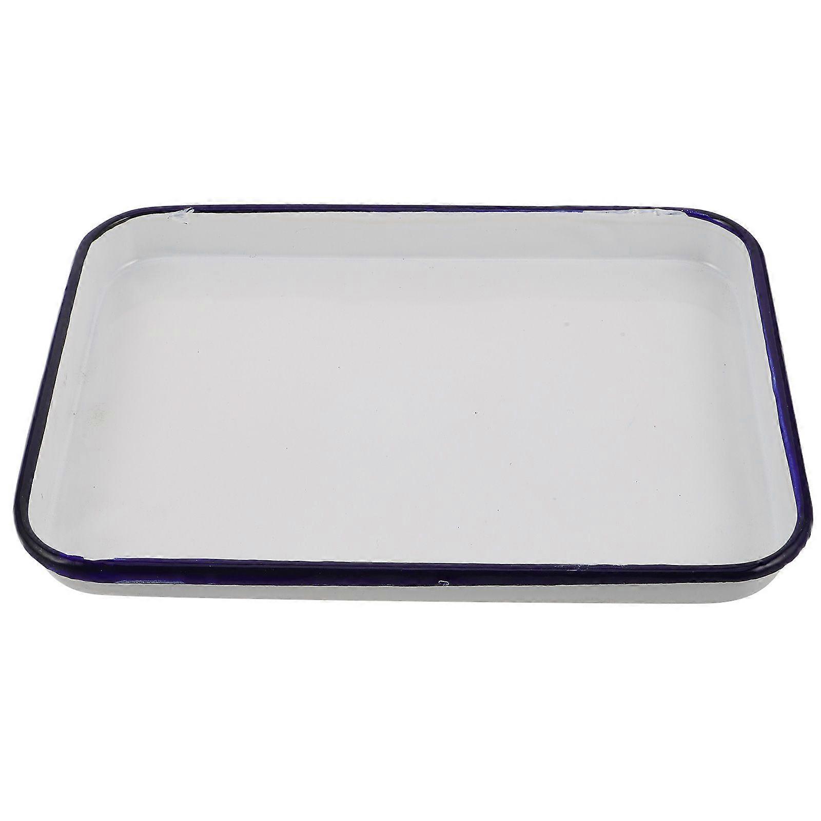 Vintage Enamel Baking Tray For Toaster Oven White Nonstick Rectangular Pan For Baking Cakes Cookies And Pies For Easy Storage