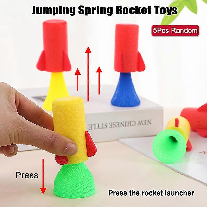 5Pcs Mini Jumping Spring Rocket Toys Spring Rocket Launchers Desktop Game