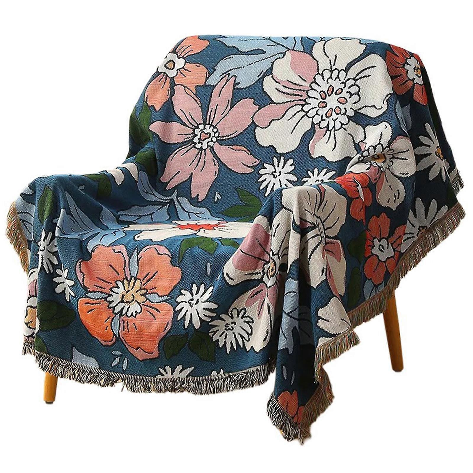 Elegant Sofa Protectors Throw, Soft Cotton Sofa Throw Blanket, Perfect for Relaxing and Camping Activity Accessory Proud flower