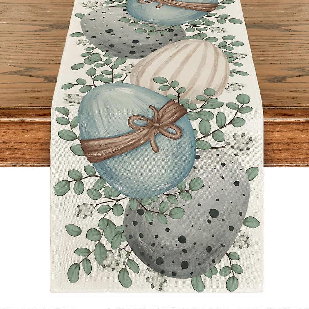 Eucalyptus Egg Easter Tablecloth 13x72 Inch, Spring Kitchen Decor, Easter Party Tablecloth, Green Eucalyptus Print