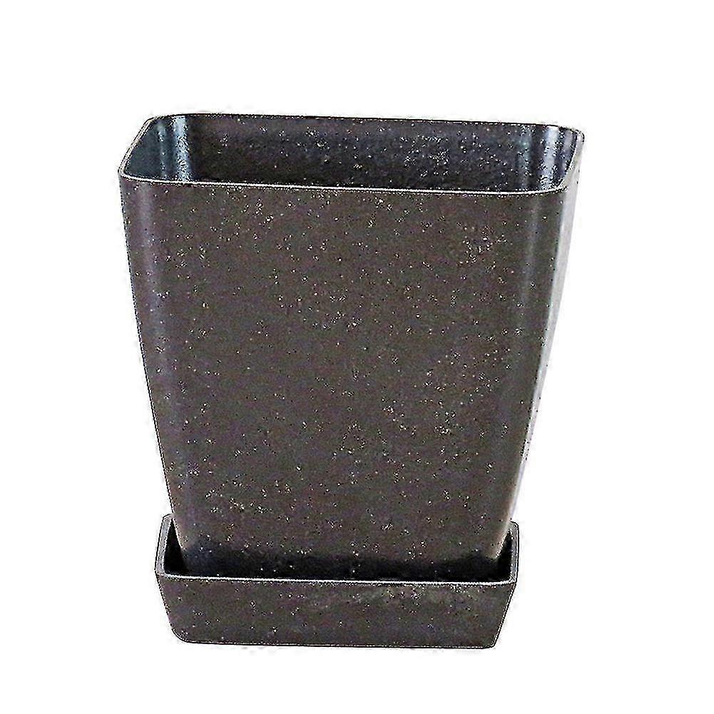 Nordic Square Planter with Tray, Solid Color Plant Pot for Office Decor