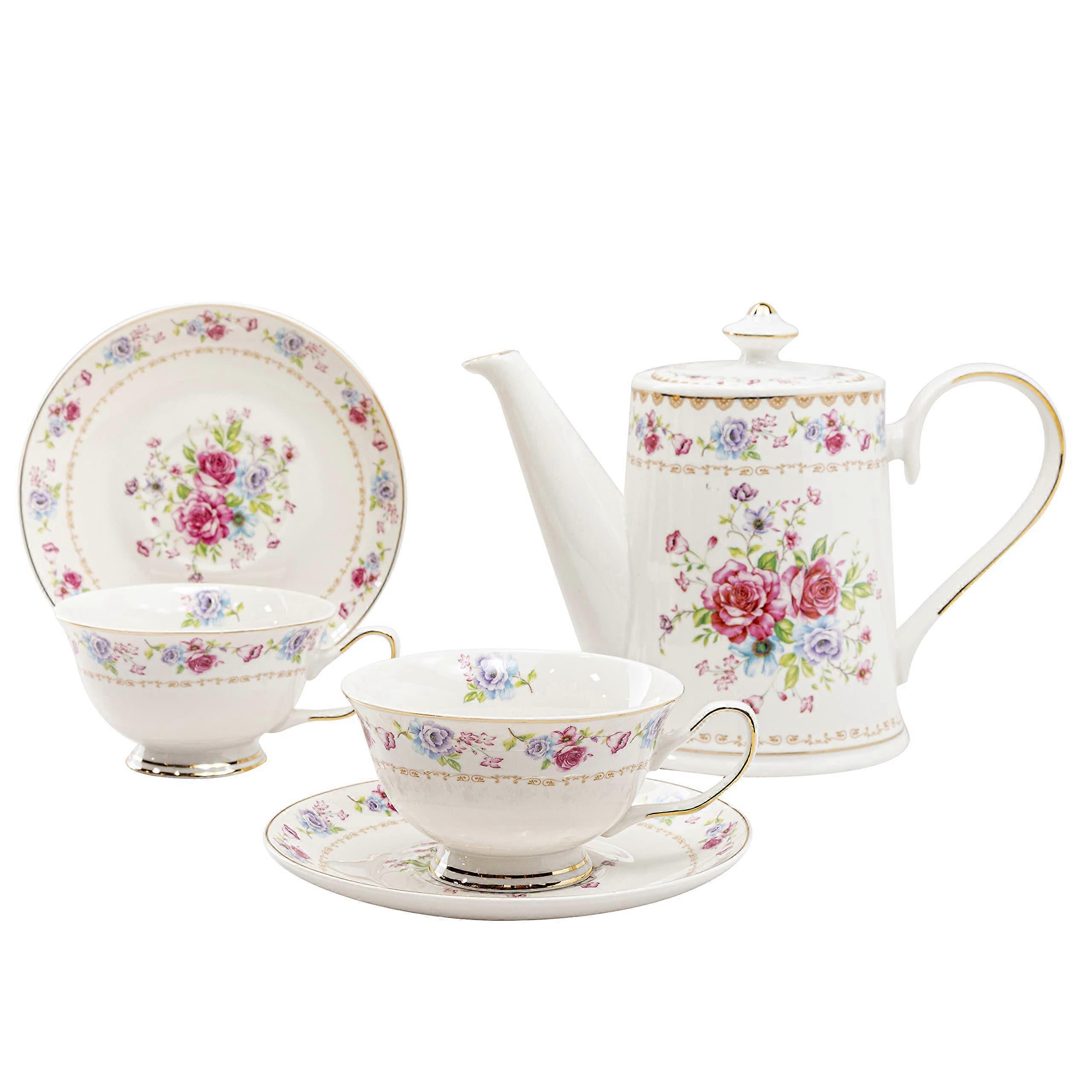 1 Set Tea Set Floral Bouquet for Home Use 34-Ounce / 7-Ounce