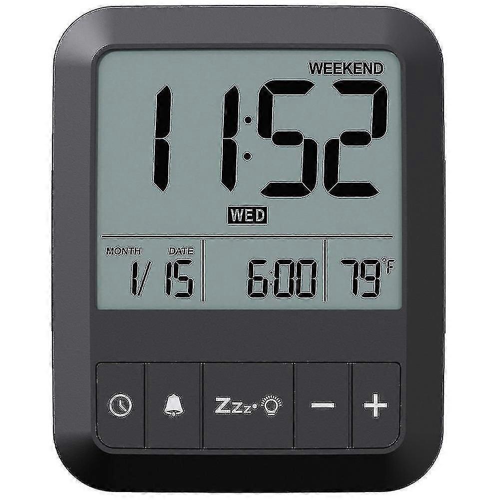 Large Screen Travel Alarm Clock - Stylish Rectangular Bedside Clock with Snooze & Temperature Display