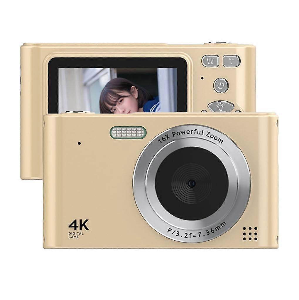 4K HD Mini Digital Camera for Students, Home Use, and Selfies, Gold, 800mAh Battery, Compact Size and High Definition