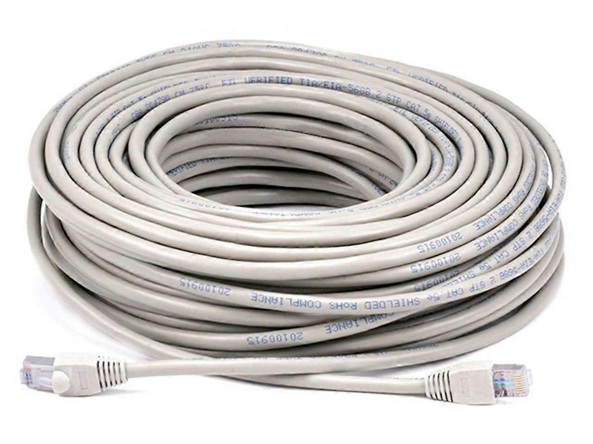 Cat5e Ethernet Patch Cable - 100 Feet - Gray | Network Internet Cord - RJ45, Stranded, 350Mhz, STP, Pure Bare Copper Wire, 24AWG
