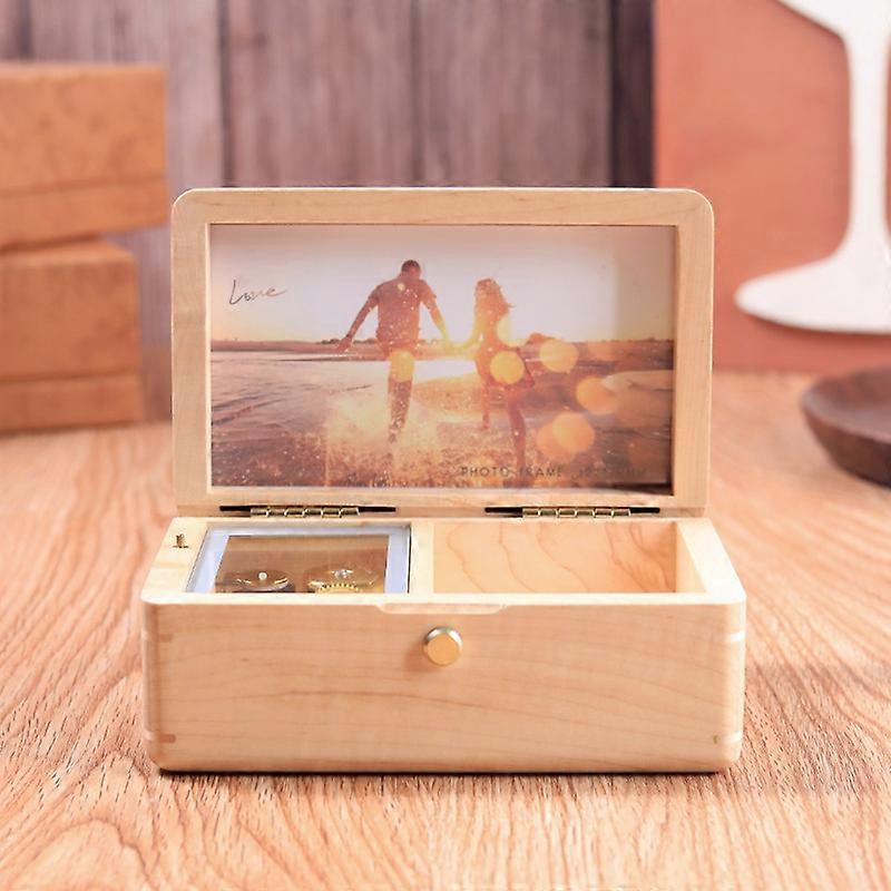 Wooden Jewelry Storage Music Box with Photo Frame Function, Spec: Maple