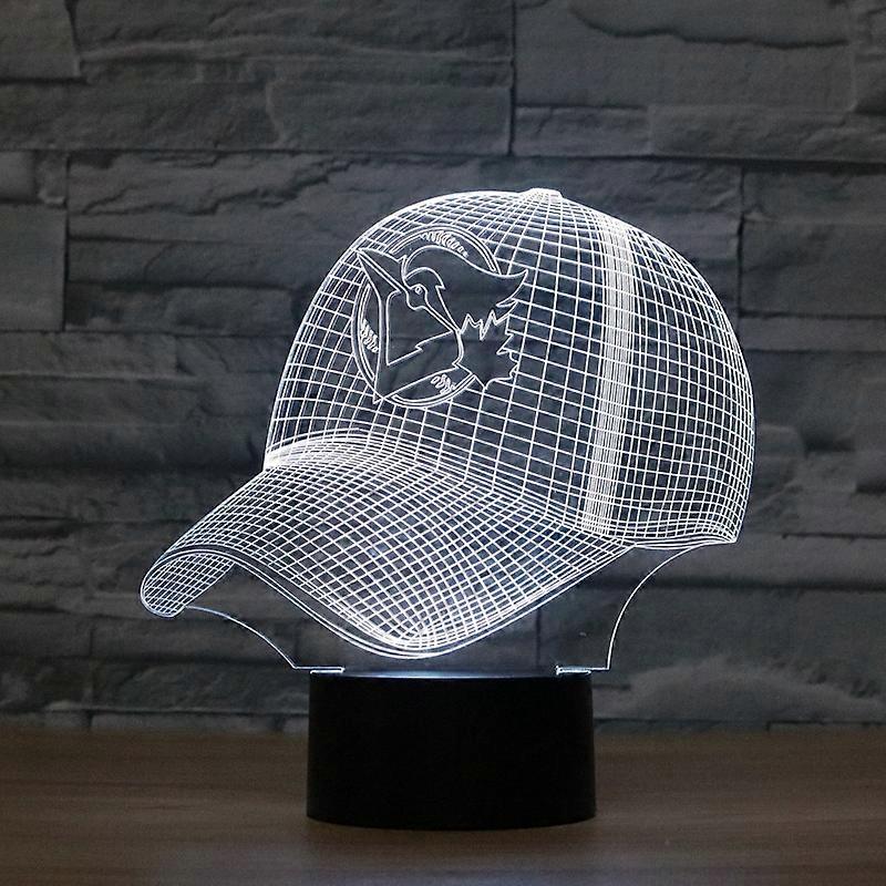 Baseball Cap Shape 3D Colorful LED Vision Light Table Lamp, USB & Battery Version