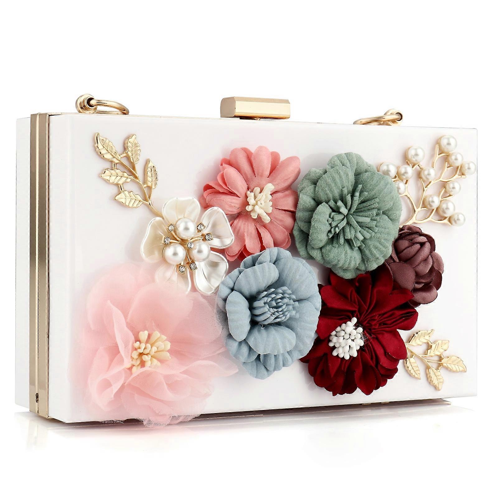 אירופאי ואמריקאי סגנון אקריליק קלאץ' תיק פרחוני דפוס צד סגירת