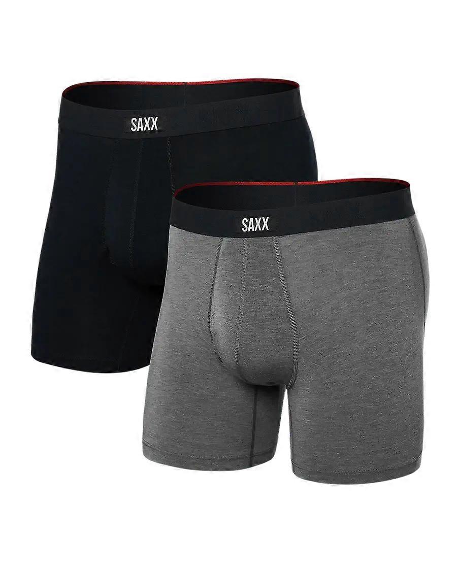 Saxx Underwear Vibe Xtra (2er Pack) Soft Comfort Boxershorts 6" - Schwarz / Dunkelgrau