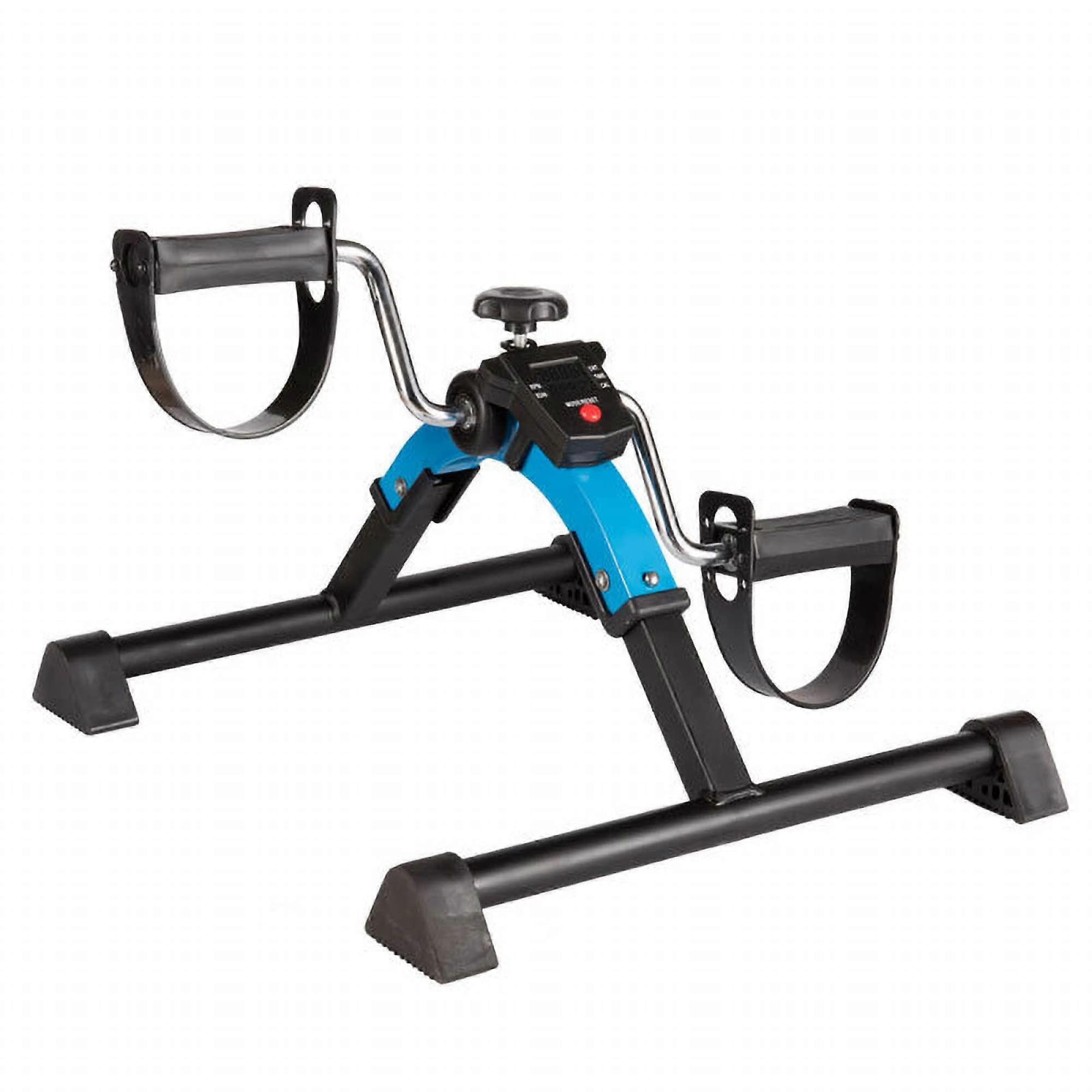 Folding Pedal Exerciser Mini Exercise Bike with Adjustable Resistance for Leg Rehab Home Gym Fitness Equipment Blue 43x28x14.5cm