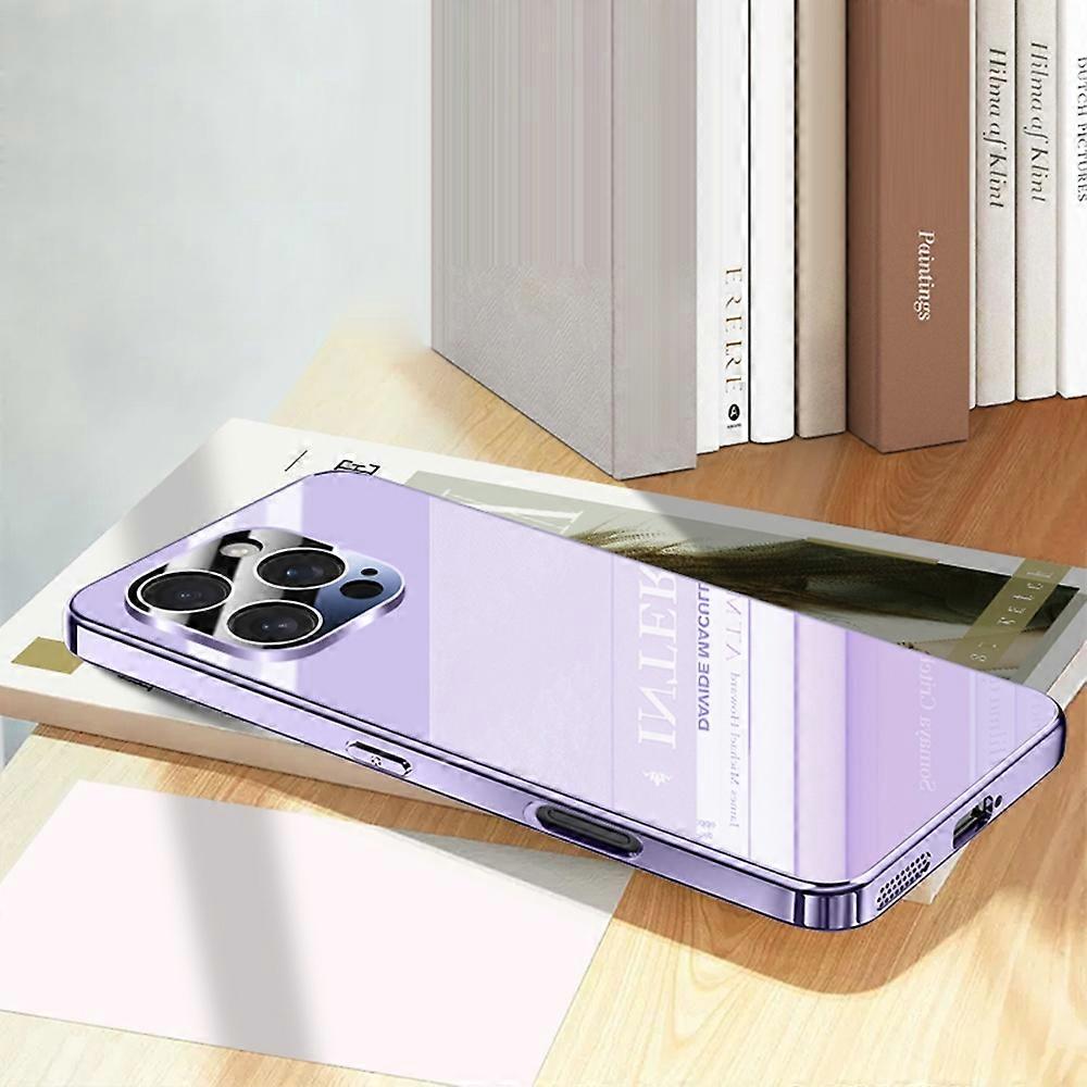For iPhone 16 Pro Max Case Electroplating PC Phone Back Cover with Camera Lens Protector