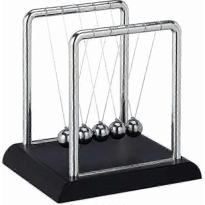 Office and Desk Decorative Newton's Pendulum with Silver Balls 5-Ball Shot Put 13.5cm x 13.5cm x 11.5cm