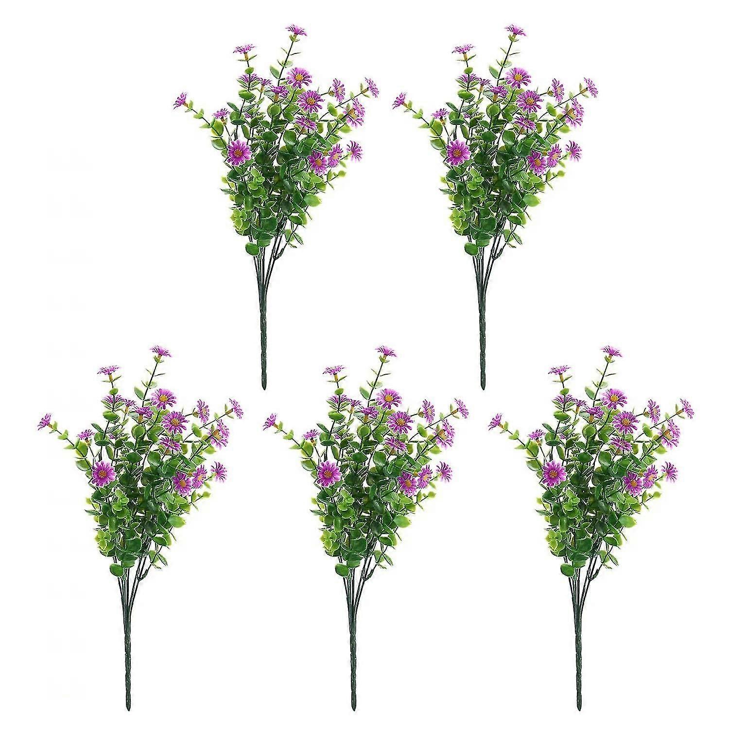 5Pcs Artificial Flower No Watering UV Resistant Non-Withered Never Fade Easy Care 7 Branch Spring Su